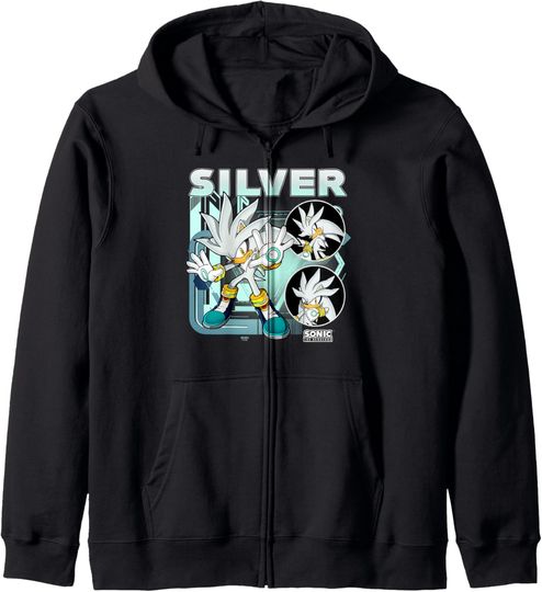 Sonic The Hedgehog Silver Multi Pose Poster Zip Hoodie