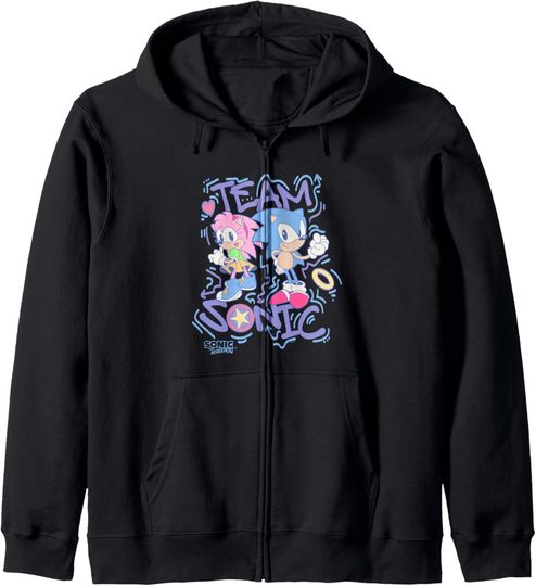 Sonic The Hedgehog Team Sonic Amy Rose Vintage Zip Hoodie