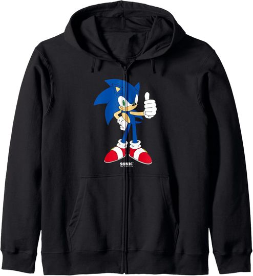 Discover Sonic The Hedgehog Epic Sonic Thumbs Up Big Chest Portrait Zip Hoodie