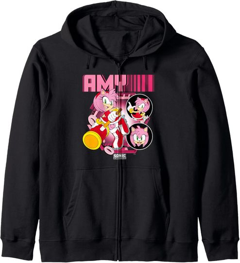 Discover Sonic The Hedgehog Amy Rose Multi Pose Poster Zip Hoodie
