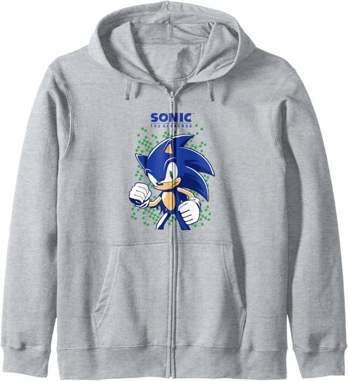 Discover Sonic The Hedgehog Green Pixel Background Epic Shot Zip Hoodie
