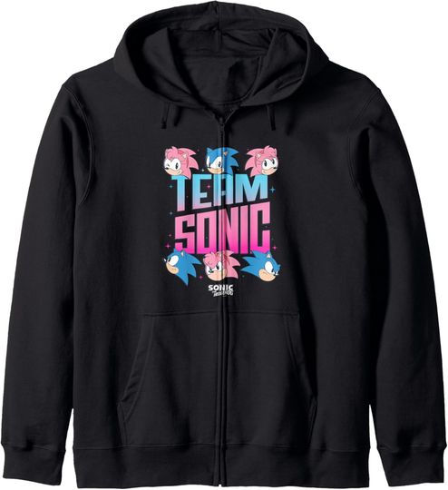 Sonic The Hedgehog Team Sonic Amy Rose Retro Logo Zip Hoodie