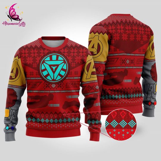 Iron Man Ugly Christmas Sweater, Tony Stark Sweatshirt, Superhero Christmas Movie Sweatshirt