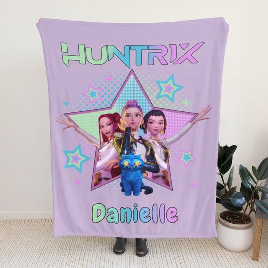 Discover Custom Kpop Demon Hunter Fleece Blanket for Girls, Personalized Gift, Girl Room Decor, Birthday Gift for Daughter