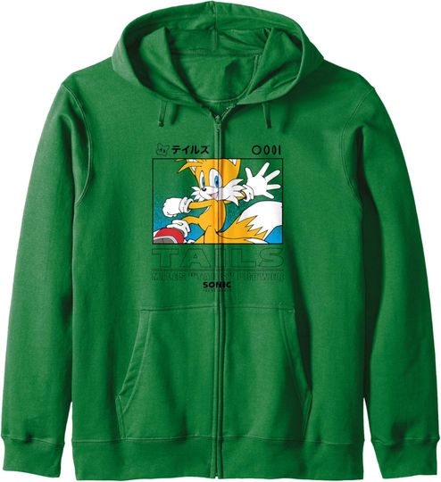 Discover Sonic The Hedgehog Miles Tails Prower Kanji Portrait Zip Hoodie