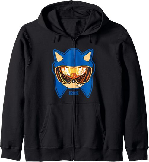 Discover Sonic The Hedgehog Snowboarding Visor Cool Face Shot Zip Hoodie