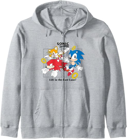 Discover Sonic The Hedgehog Life In The Fast Lane Tails & Knuckles Zip Hoodie