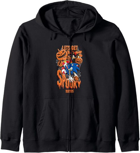Sonic The Hedgehog Halloween Let's Get Spooky Sonic & Shadow Zip Hoodie