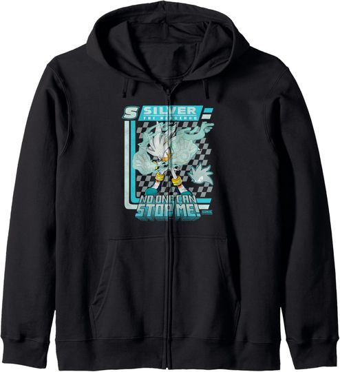 Discover Sonic The Hedgehog Silver The Hedgehog Racing Poster Zip Hoodie