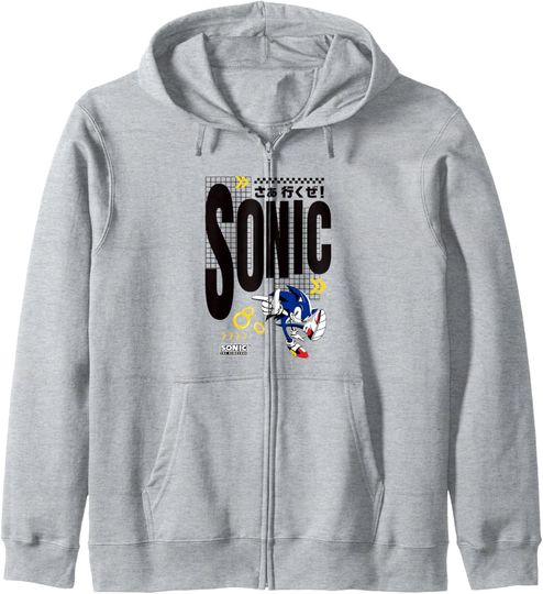 Discover Sonic The Hedgehog Let's Go! Sonic Vintage Kanji Shot Zip Hoodie