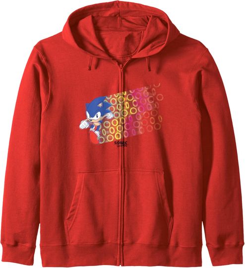 Discover Sonic The Hedgehog Colorful Streaks Epic Run Vintage Shot Zip Hoodie