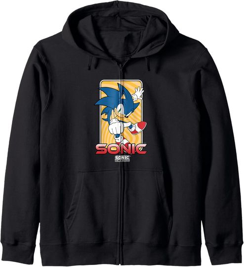 Discover Sonic The Hedgehog Thumbs Up Wavy Portrait Zip Hoodie