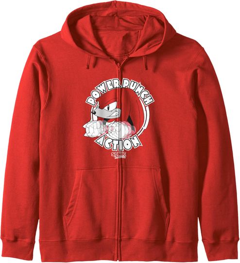 Sonic The Hedgehog Power Punch Action Knuckles Zip Hoodie