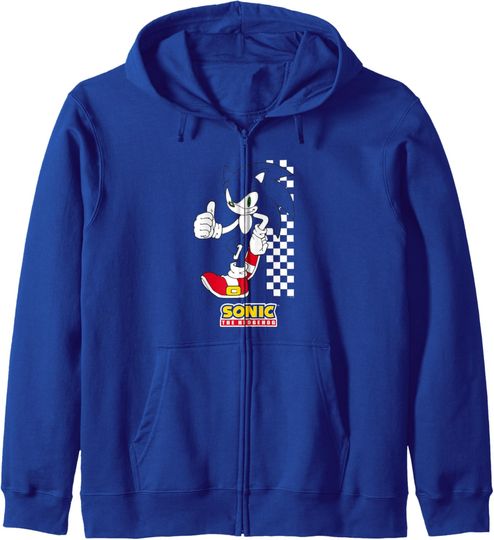Discover Sonic The Hedgehog Thumbs Up Leaning On Wall Zip Hoodie
