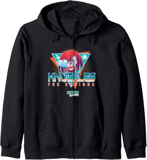 Discover Sonic The Hedgehog Knuckles The Echidna Retro Neon Logo Zip Hoodie