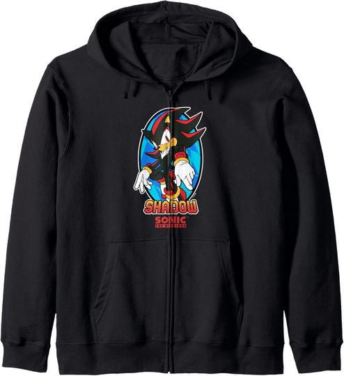 Discover Sonic The Hedgehog Iconic Shadow Postal Service Big Chest Portrait Zip Hoodie