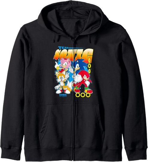 Discover Sonic The Hedgehog Team Sonic Amy Tails & Knuckles Zip Hoodie