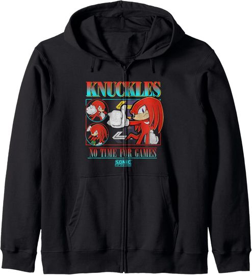 Discover Sonic The Hedgehog Knuckles No Time For Games Vintage Zip Hoodie