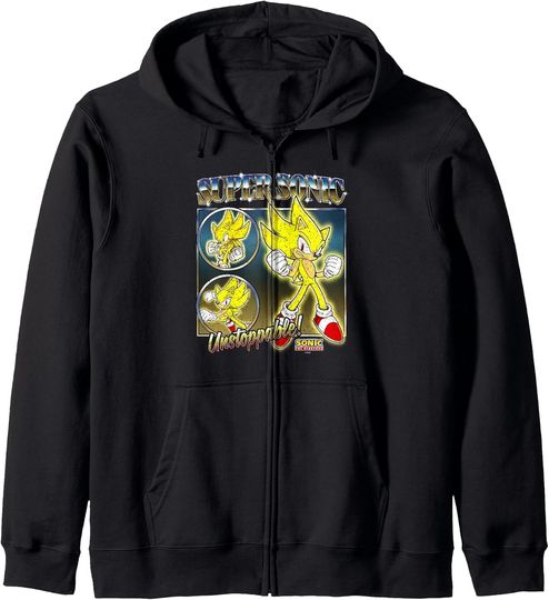 Sonic The Hedgehog Super Sonic Unstoppable! Distressed Zip Hoodie