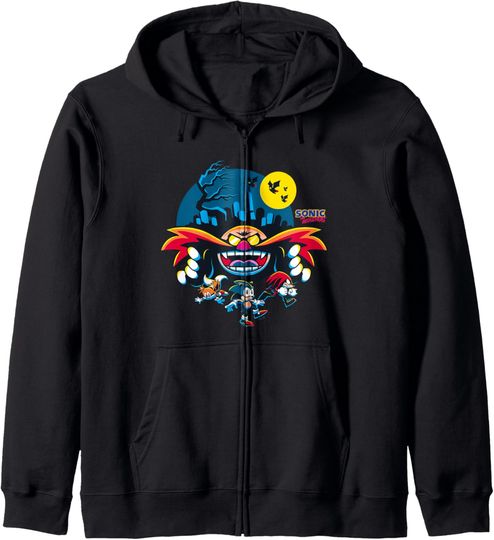 Discover Sonic The Hedgehog Halloween Friends Haunted By Eggman Zip Hoodie