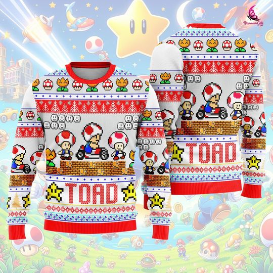 Christmas Gift, Toad Ugly Sweater, Toad Sweater, Toad Christmas Sweater