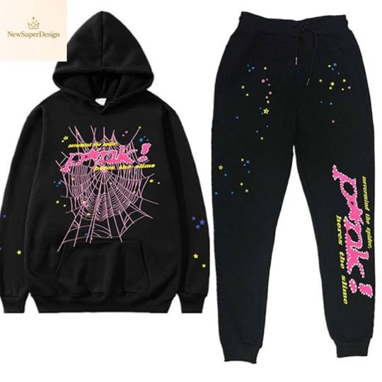 Discover Y2K Spider Web Tracksuit Set with Graphic Hoodie and Joggers