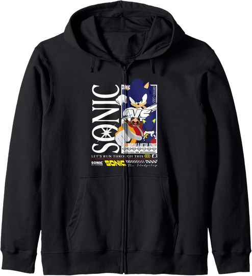 Discover Sonic The Hedgehog Sonic Vs Dr Eggman & Metal Sonic Poster Zip Hoodie