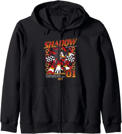 Sonic The Hedgehog Shadow The Hedgehog 01 Racing Poster Zip Hoodie