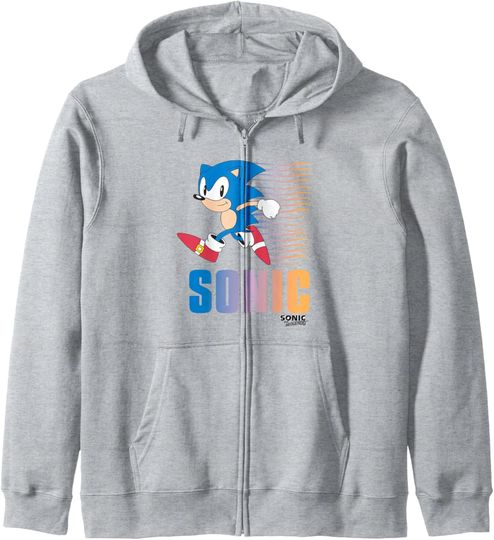 Discover Sonic The Hedgehog Colorful Dash Run Vintage Shot Zip Hoodie