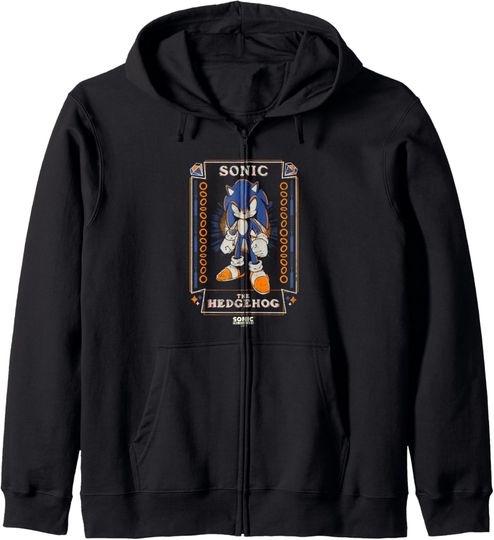 Discover Sonic The Hedgehog Halloween Vintage Tarot Card Zip Hoodie