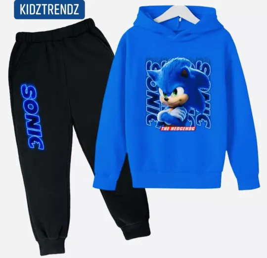 Discover Summer Kids Boys Girls Sonic Hedgehog Tracksuit Hoodie Pullover NEW