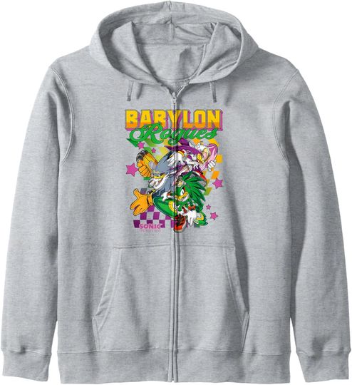 Discover Sonic The Hedgehog Babylon Rogues Crew Retro Chest Poster Zip Hoodie