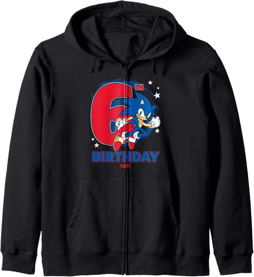 Sonic The Hedgehog Epic Sonic 6th Birthday Big Chest Logo Zip Hoodie