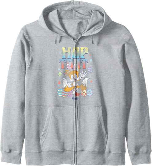 Discover Sonic The Hedgehog Easter Hop To It Tails Retro Chest Logo Zip Hoodie
