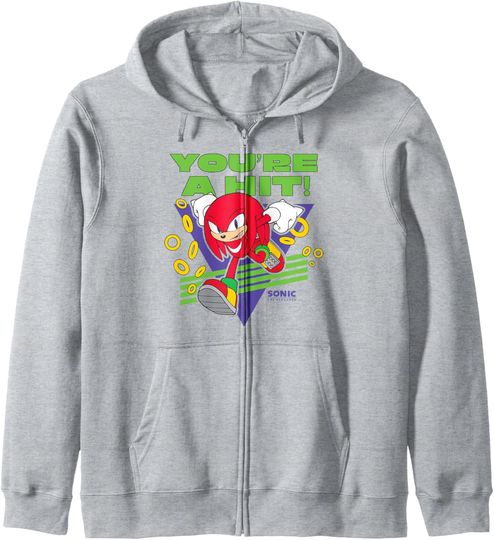 Discover Sonic The Hedgehog Father's Day Knuckles You're A Hit Logo Zip Hoodie