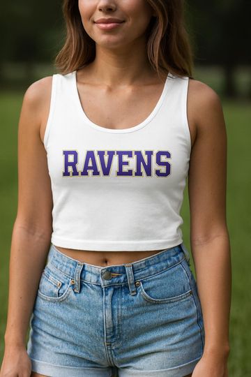 Discover Ravens Square Neck Tank Top Crop, Game Day Outfit, Sports Fan Top, Tailgate Crop Tank