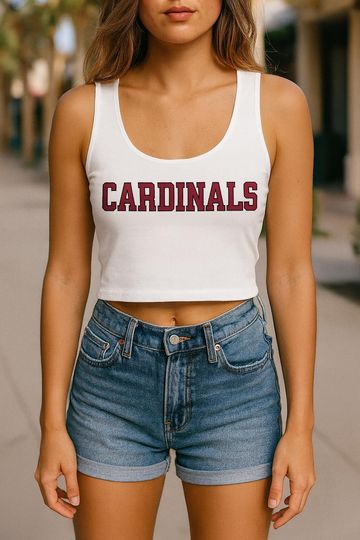 Discover Cardinals Square Neck Tank Top Crop, Game Day Outfit, Sports Fan Top, Tailgate Crop Tank