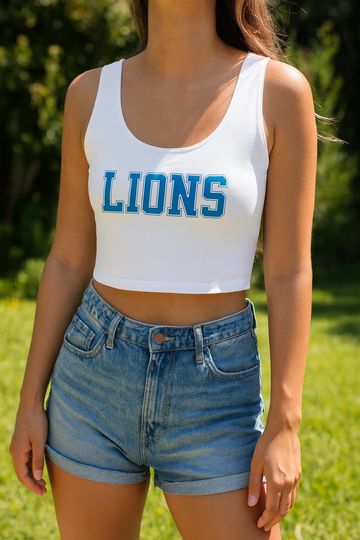 Discover Lions Square Neck Tank Top Crop, Game Day Outfit, Sports Fan Top, Tailgate Crop Tank