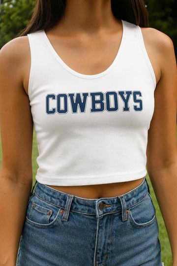 Discover Cowboys Square Neck Tank Top Crop, Game Day Outfit, Sports Fan Top, Tailgate Crop Tank