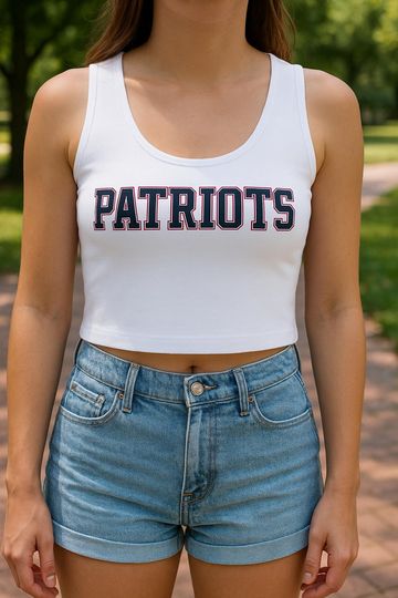 Discover Patriots Square Neck Crop Tank Top, Game Day Outfit, Cute Team Spirit Tank, Trendy Crop Top
