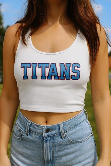 Discover Titans Square Neck Crop Tank Top, Game Day Outfit, Cute Team Spirit Tank, Trendy Crop Top