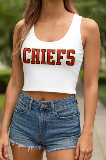 Discover Chiefs Square Neck Tank Top Crop, Game Day Outfit, Sports Fan Top, Tailgate Crop Tank