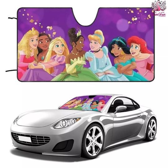 Magic Kingdom Princess Car Sun Shade, Little Mermaid, Cinde, Jasmine, Tiana, Belle Car Sun Shade