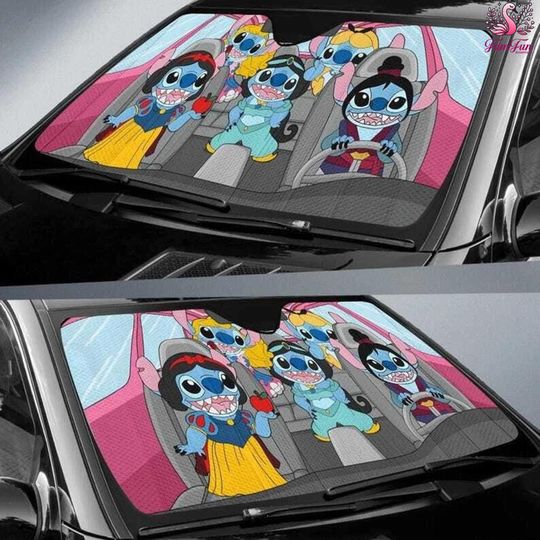 Discover Funny Stitch Cosplay Princess Car Sun Shade, Stitch Auto Sun Shade, Stitch Funny Gift