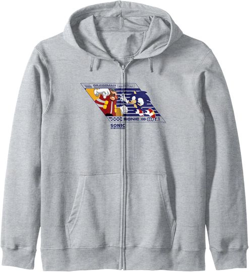 Sonic The Hedgehog Vs Dr. Eggman The Mad Scientist Poster Zip Hoodie