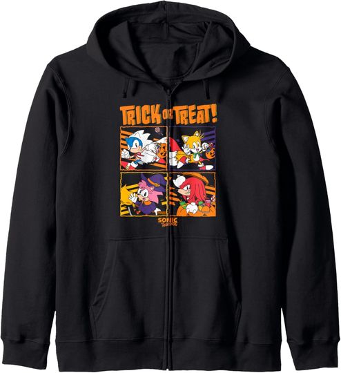 Sonic The Hedgehog Halloween Trick Or Treat Cute Disguises Zip Hoodie