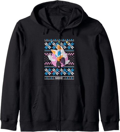 Sonic The Hedgehog Christmas Rouge The Bat Ugly Sweater Zip Hoodie