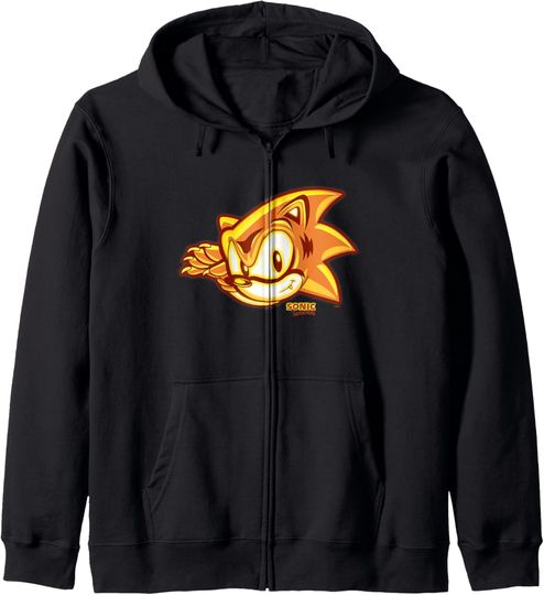 Discover Sonic The Hedgehog Halloween Sonic Pumpkin Head Chest Logo Zip Hoodie