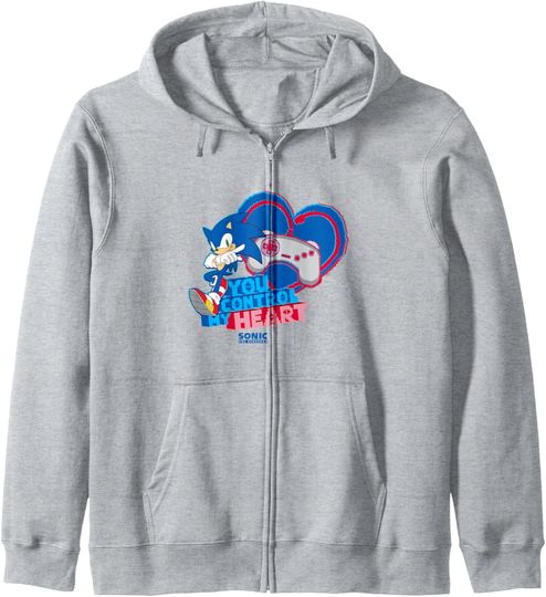 Discover Sonic The Hedgehog Valentine's Day You Control My Heart Logo Zip Hoodie