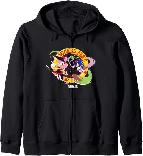 Discover Sonic The Hedgehog Halloween Wicked Fast Witch Costumes Zip Hoodie